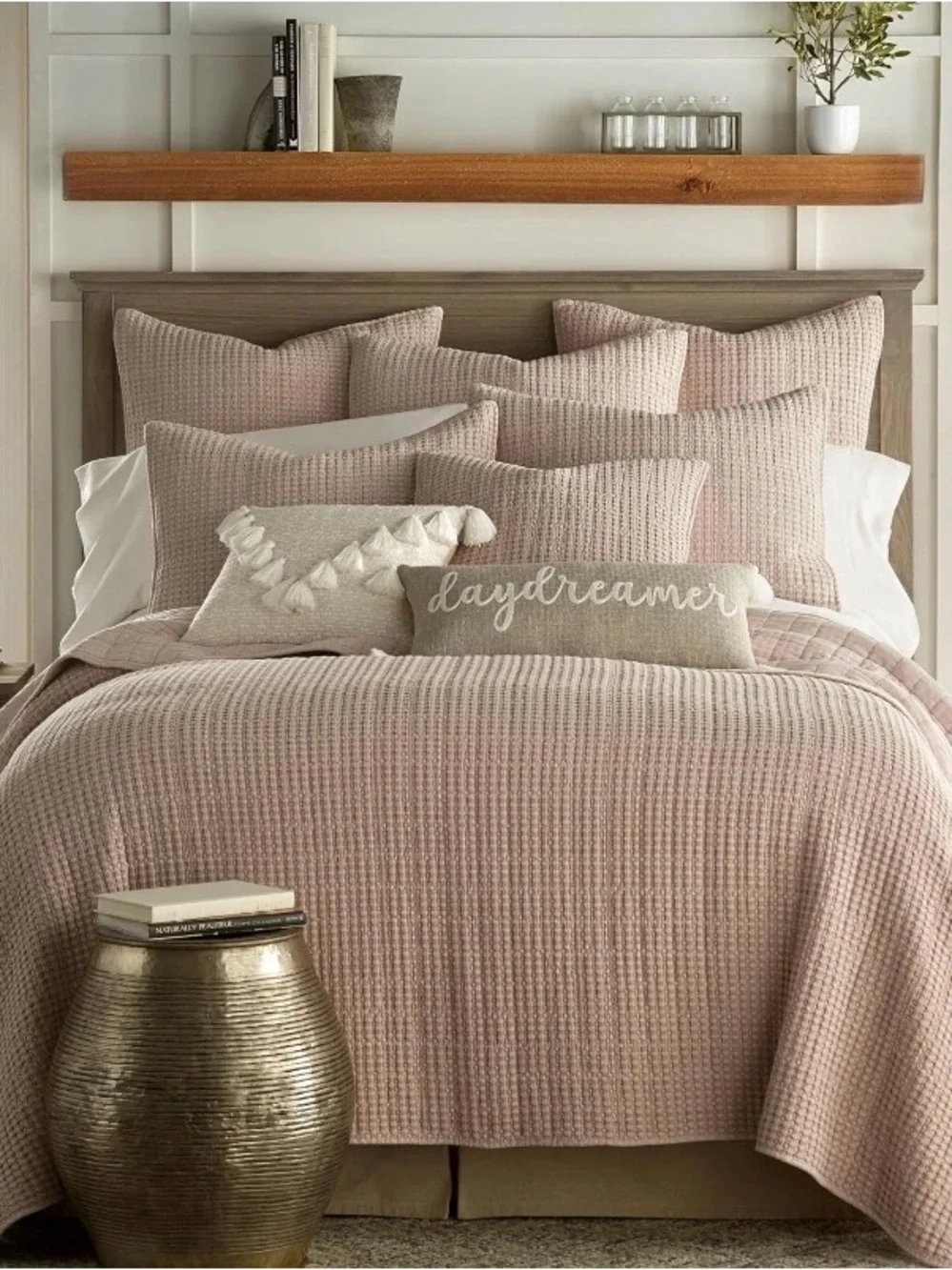 Levtex Home Mills Waffle Textured 3-Piece Quilt Set, BLUSH King 106x92in
